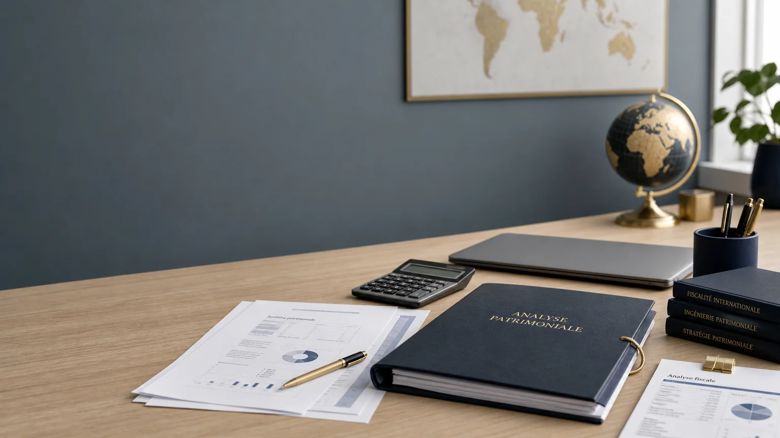 Bureau de travail pour analyser une situation fiscale et patrimoniale