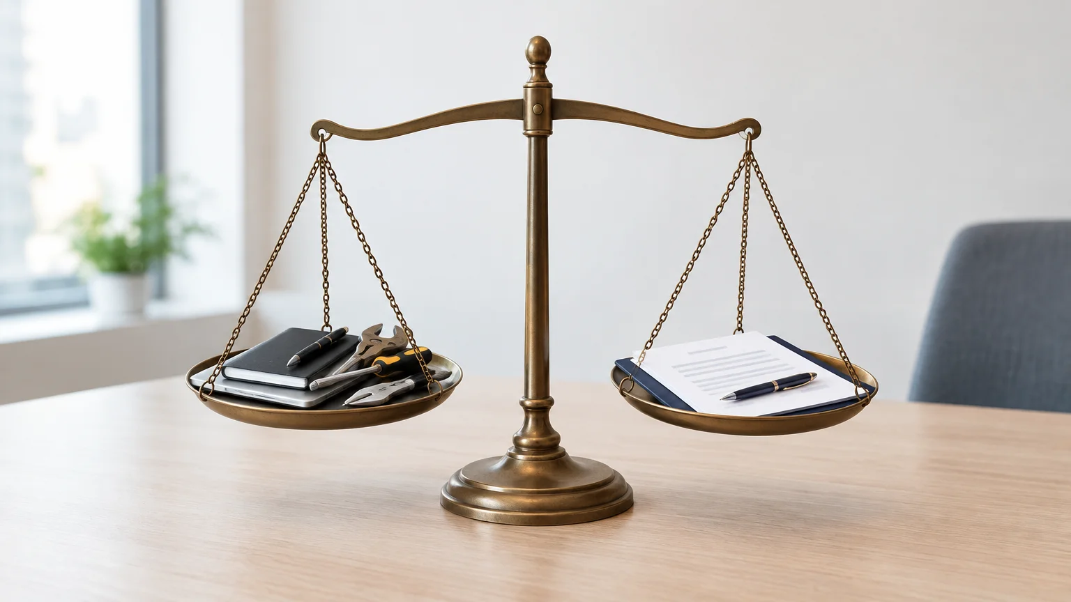 Balance symbolisant le choix entre réalisation interne et achat externe