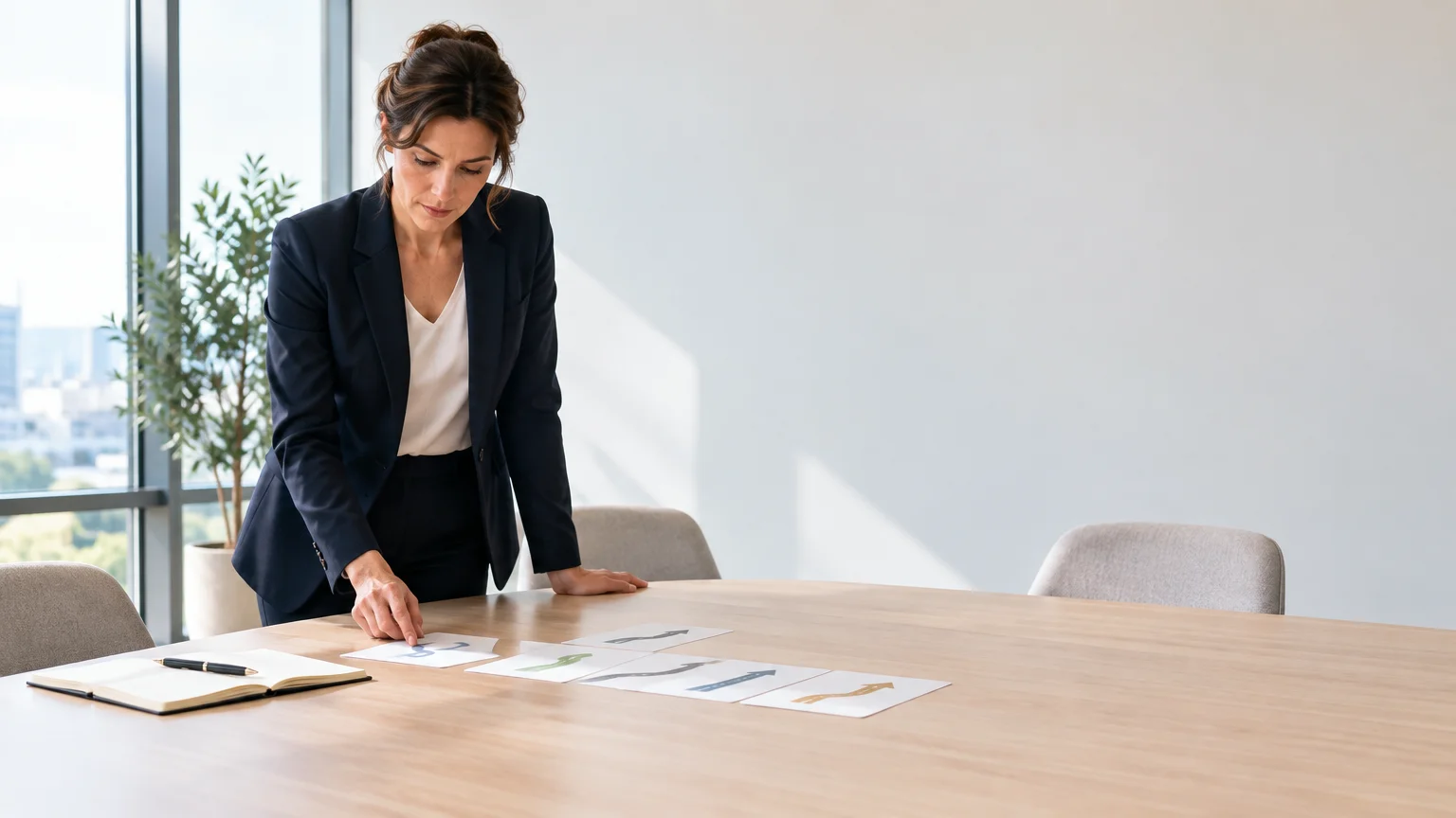 Dirigeante réfléchissant aux options de développement de son entreprise